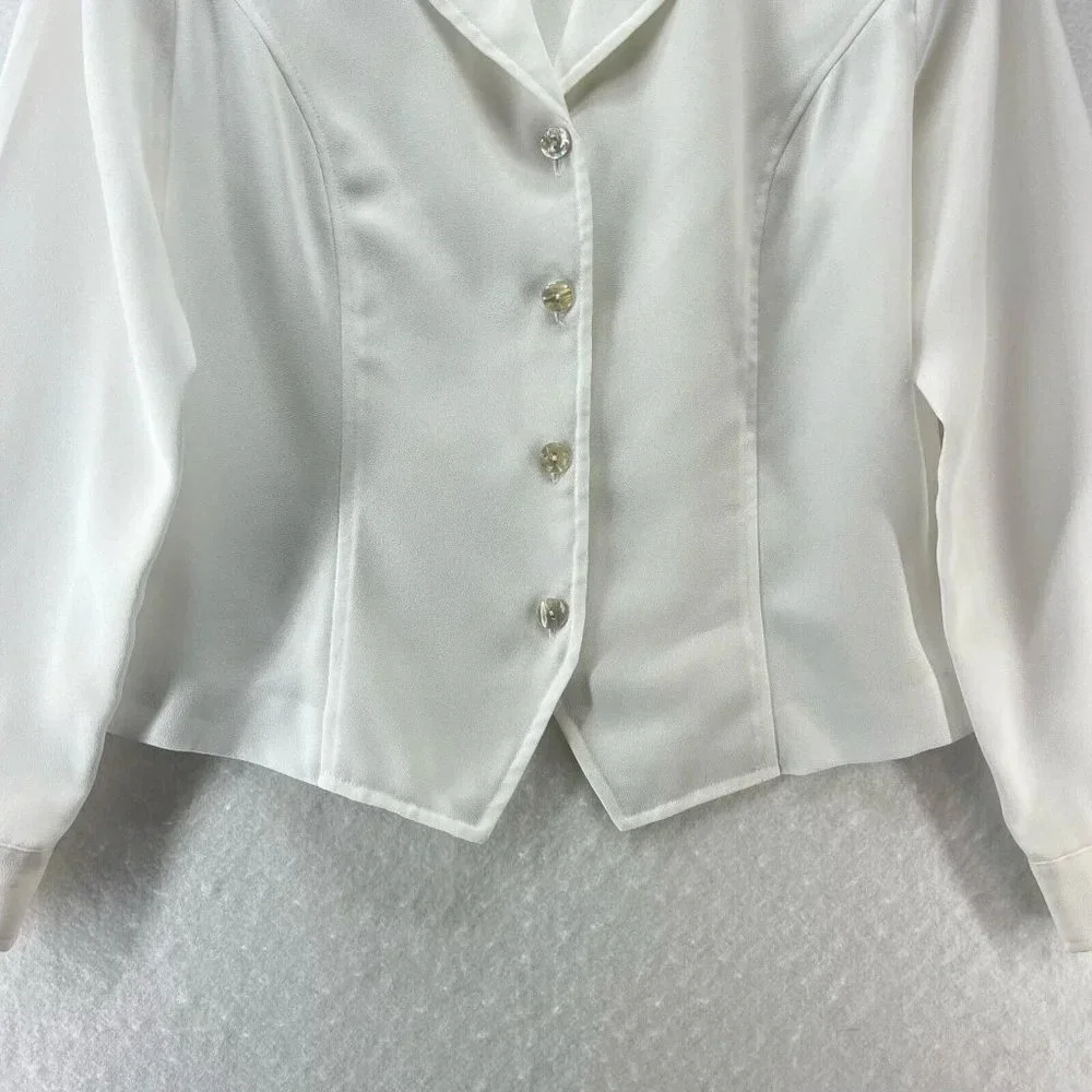 Appleseed's Blazer Womens Size 6P Notch Single Breasted Long Sleeve White - Picture 3 of 10